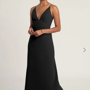 Jenny Yoo Black Slip Dress V-Neck Spaghetti Strap